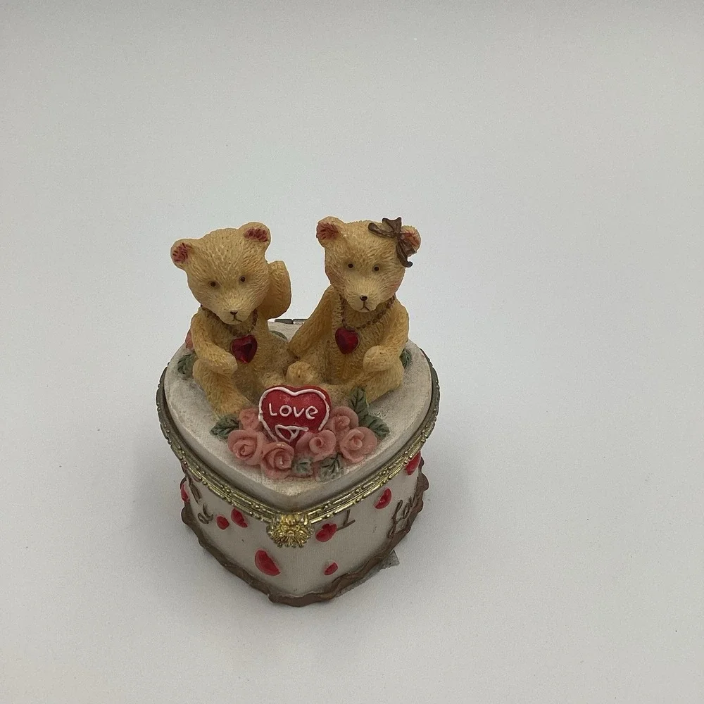 Amoré And More‎ Heart Trinket Box With Bears - Heart Shaped Box